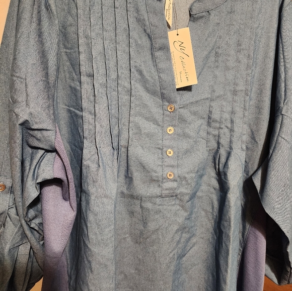 NY Collection Women's Blue Top size 2X - Picture 2 of 3